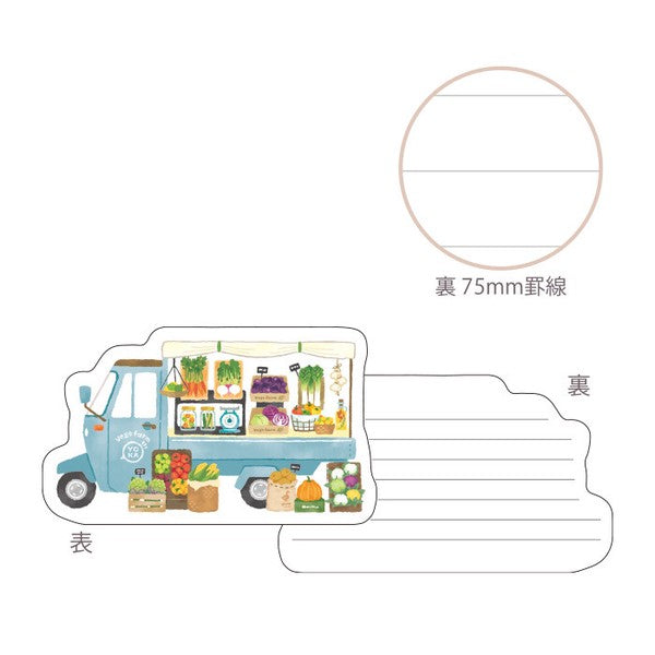 Mind Wave Kotorimachi Shotengai Memo Pad: Milk & Grocery Truck