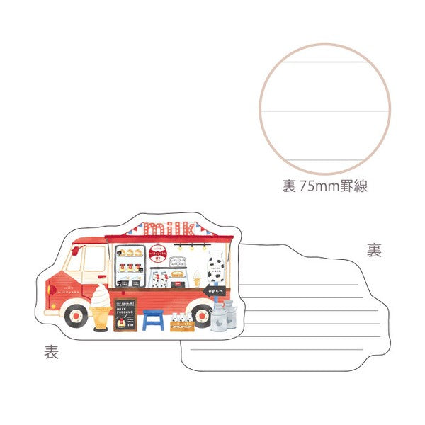 Mind Wave Kotorimachi Shotengai Memo Pad: Milk & Grocery Truck