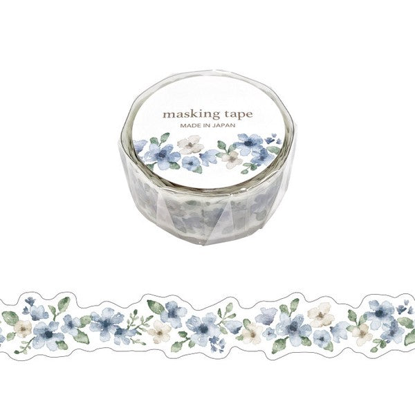 Mind Wave Palette Series Die-Cut Washi Tape: Blue Flowers