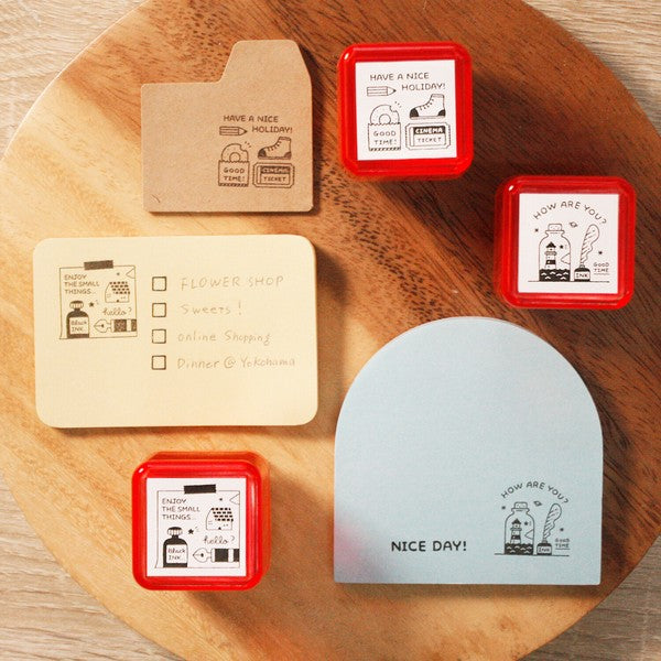 Sanby x eric Portable Push-button Stamp: Memo