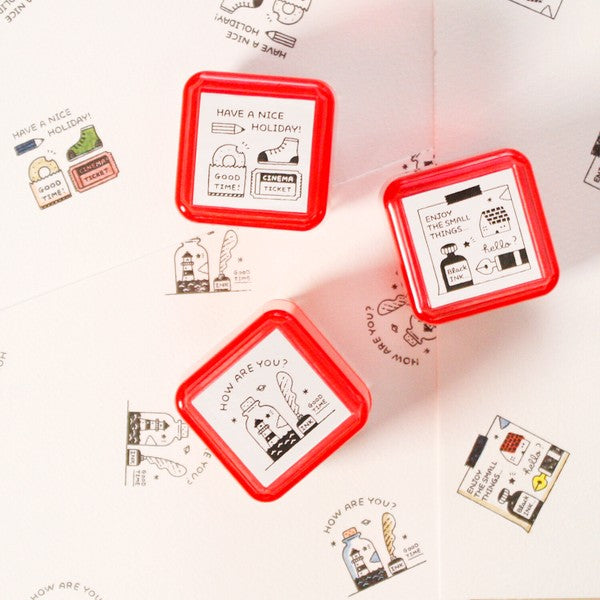 Sanby x eric Portable Push-button Stamp: Memo