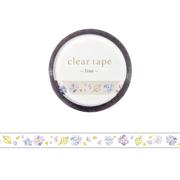 Mind Wave Line Clear PET Tape: Flower Gold Embossing