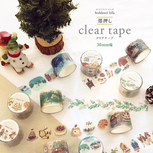 Mind Wave Hokkori Life Clear PET Tape: Gold Embossing