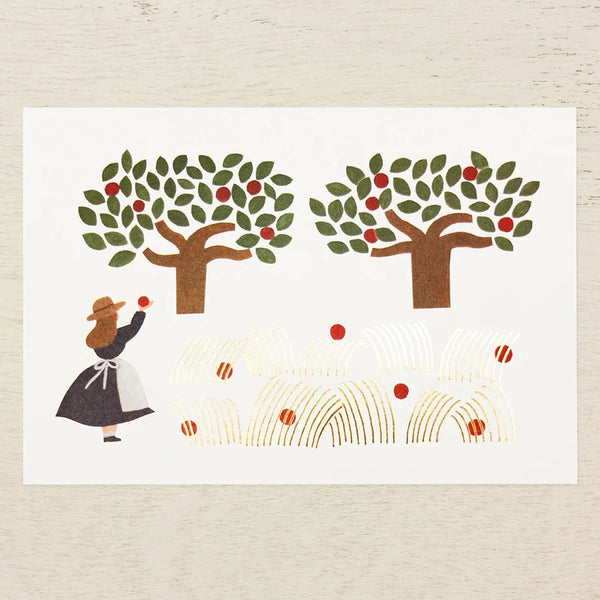 Cozyca x Necktie Foil-Stamped Postcard: Apple Field