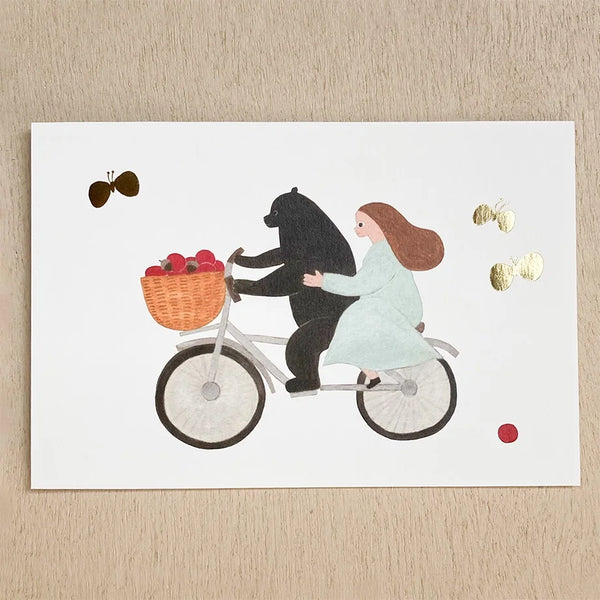 Cozyca x Necktie Foil-Stamped Postcard: Bicycle