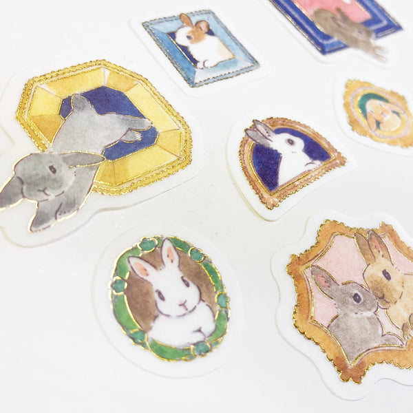 Papier Platz x Shinako Moriyama Gold Foil Flake Seal: Rabbits and Frames