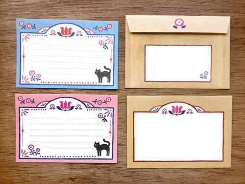 Furukawa Shiko Retro Letter Set: Red Black Diary & Flower