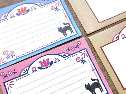 Furukawa Shiko Retro Letter Set: Red Black Diary & Flower