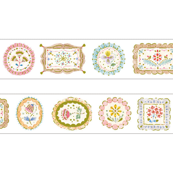 Papier Platz x Nakauchi Waka Washi Tape with Gold Flake Foil: Flower Label