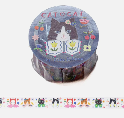 Cozyca x Aiko Nunokawa Transparent Washi Tape: Cat Cat